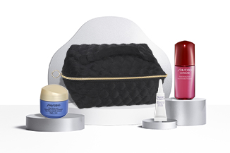 Kit skincare composto da vpn eye cream 3ml, utm 10ml e vpn overnight cream 15ml, pouch nera.